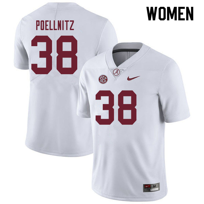 Alabama Crimson Tide Women's Eric Poellnitz #38 White NCAA Nike Authentic Stitched 2019 College Football Jersey GF16E21BX